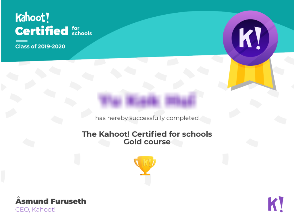 Kahoot Certified Gold - Sijil Pengiktirafan
