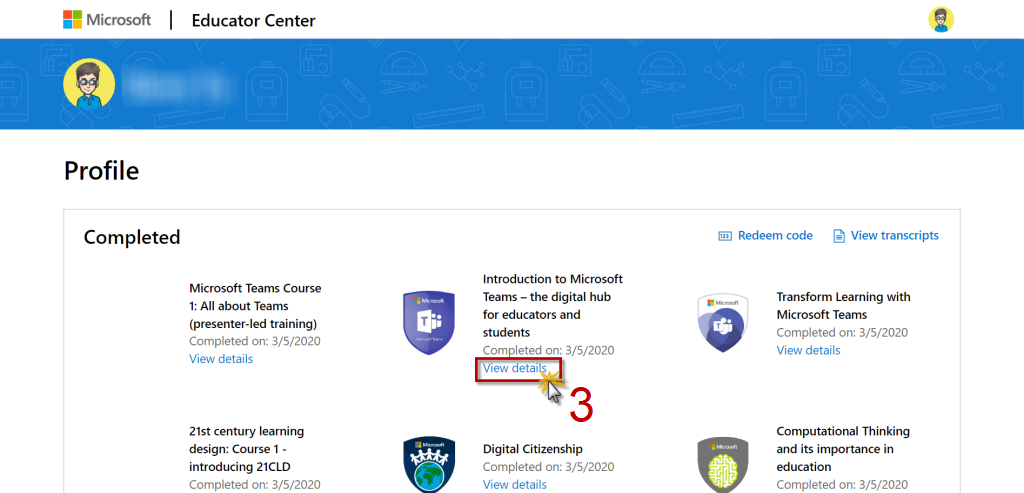 Muat Turun Sijil Pengiktirafan di Microsoft Educator Center