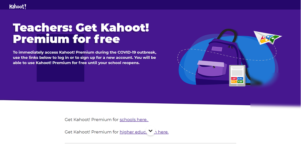Naik Taraf kepada Pelan Kahoot Premium